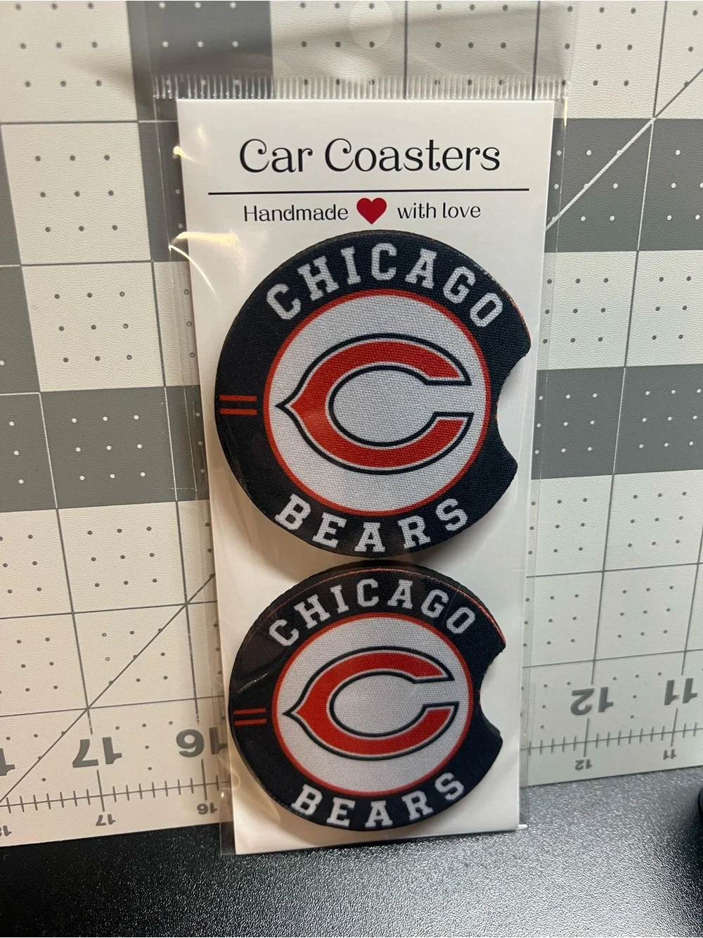 Chicago Bears Car Coaster Set - Black and Orange